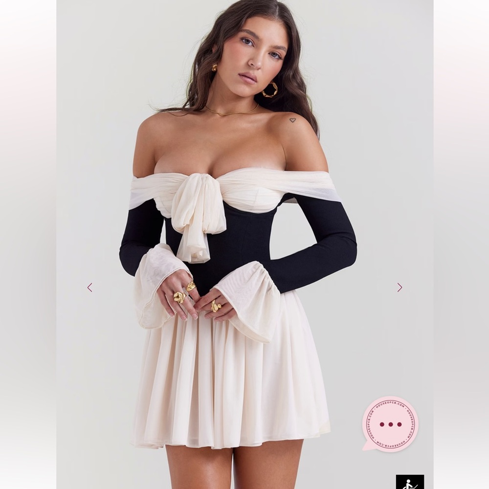 House of CB Alana Mini Off-shoulder Dress (extra length)